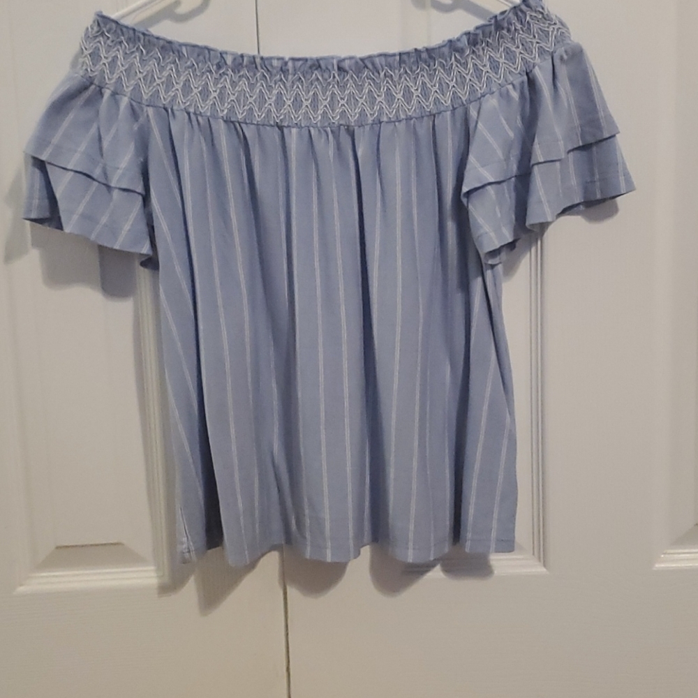 American Eagle Striped Off the Shoulder Top-Size M